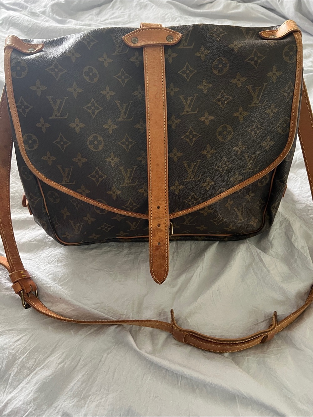 Louis Vuitton Monogram Messenger Bag in Brown and Tan Leather